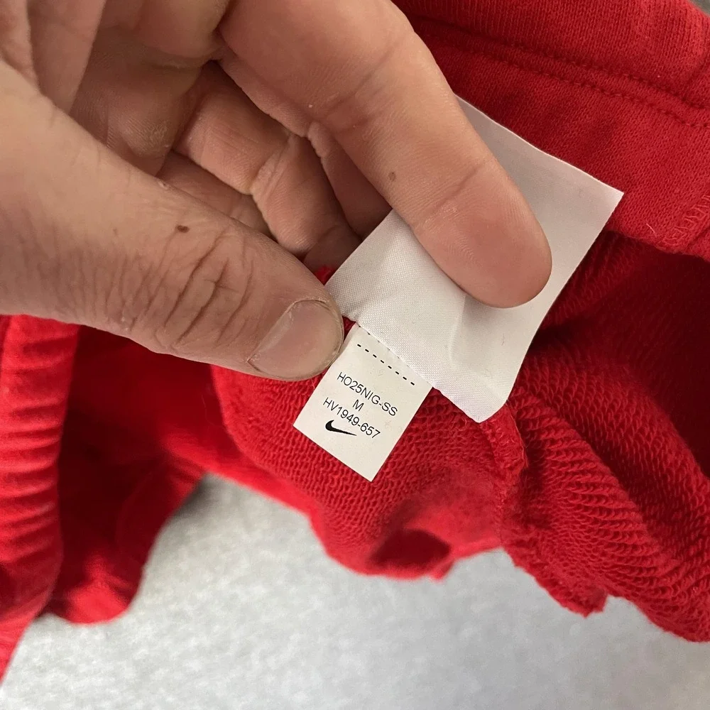 Nike Hoodie Womens M Red Full Zip Cotton Fleece Kangaroo Pocket Logo Sweatshirt